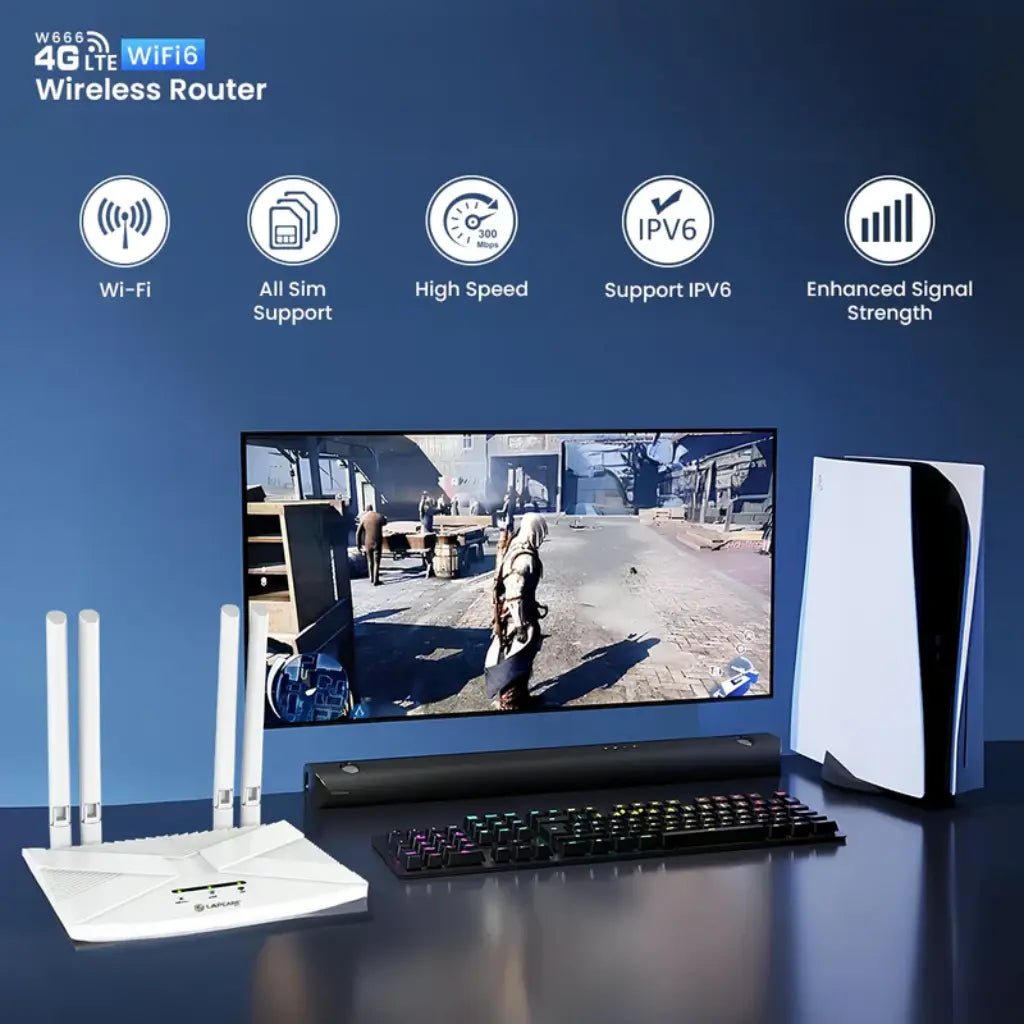 Lapcare W666 4G LTE SIM Slot WiFi 6 Router with 4 High-Gain Antennas