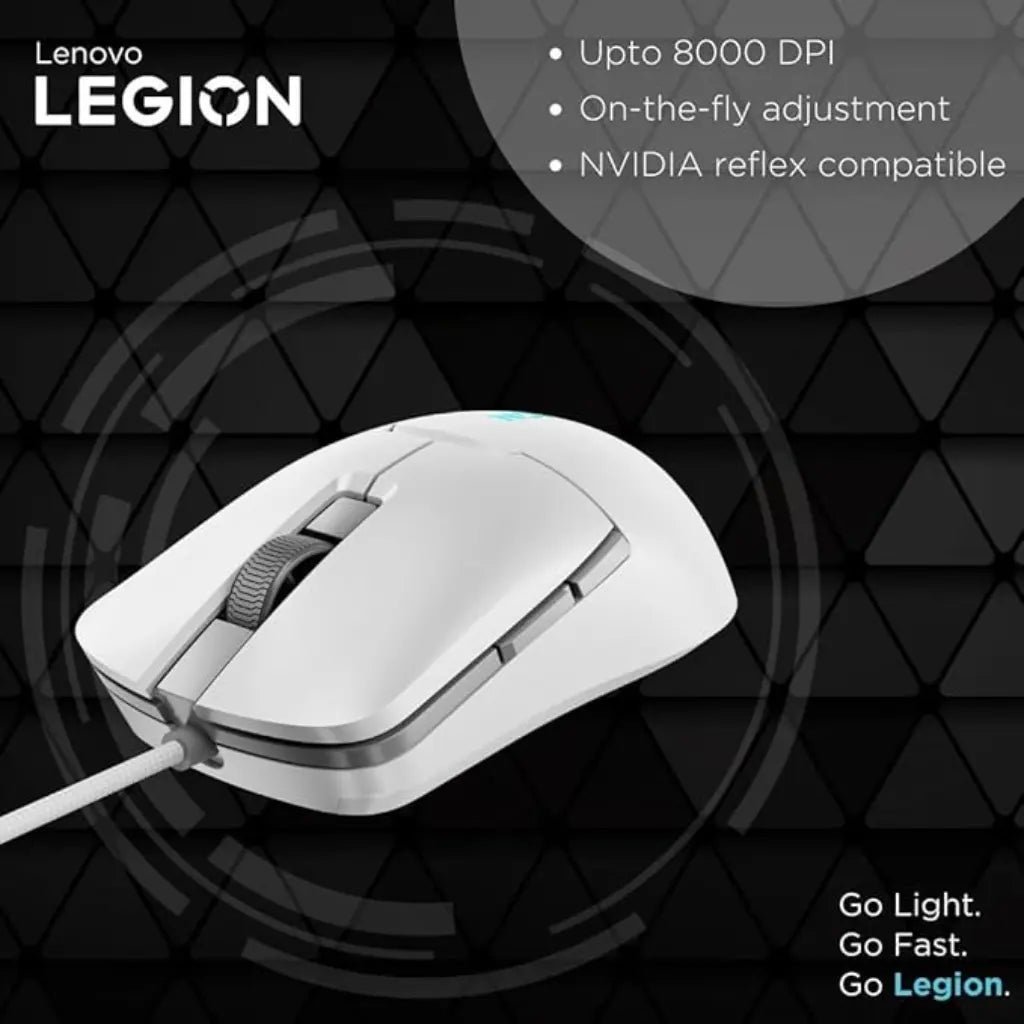 Lenovo Legion M300s Ultra-Lightweight 8000 DPI RGB Wired Gaming Mouse - Glacier White