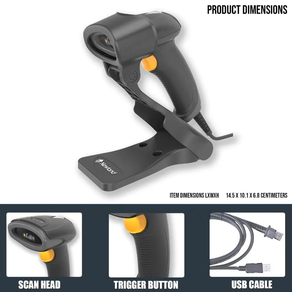 Newland HR2081-S0 Handheld 2D CMOS USB Barcode Scanner - IP42 Rated High-Performance