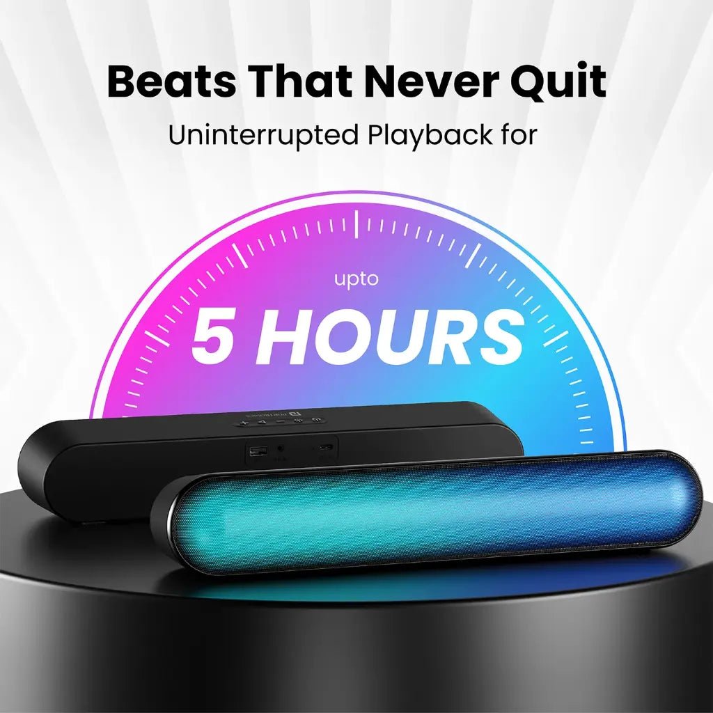 Portronics Decibel 23 16W Portable Bluetooth Soundbar with RGB Lights and 5-Hour Playtime