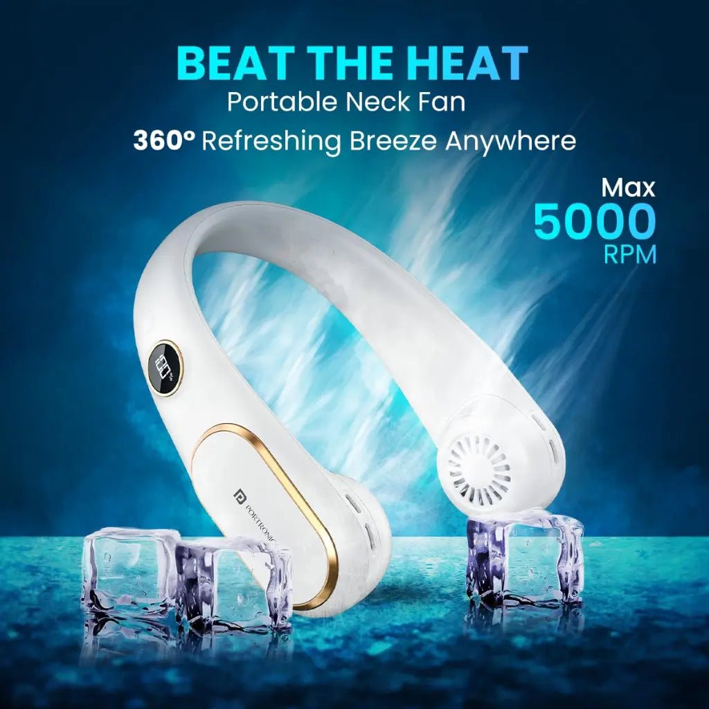 Portronics GoBreeze POR 2048 Rechargeable Portable Bladeless Neck Fan with 360-Degree Surround Airflow
