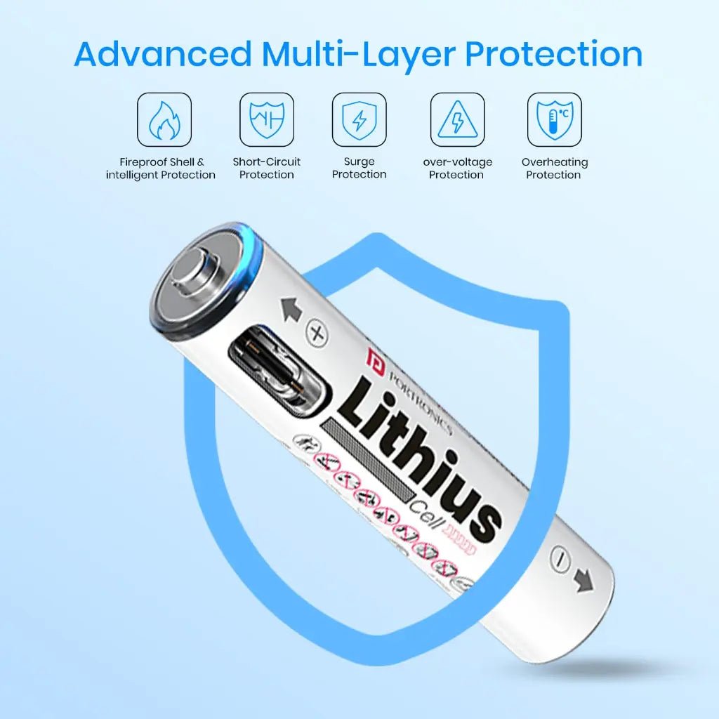 Portronics Lithius AAA USB-C Rechargeable Lithium-Ion Battery (440mAh) with LED Charging Indicator