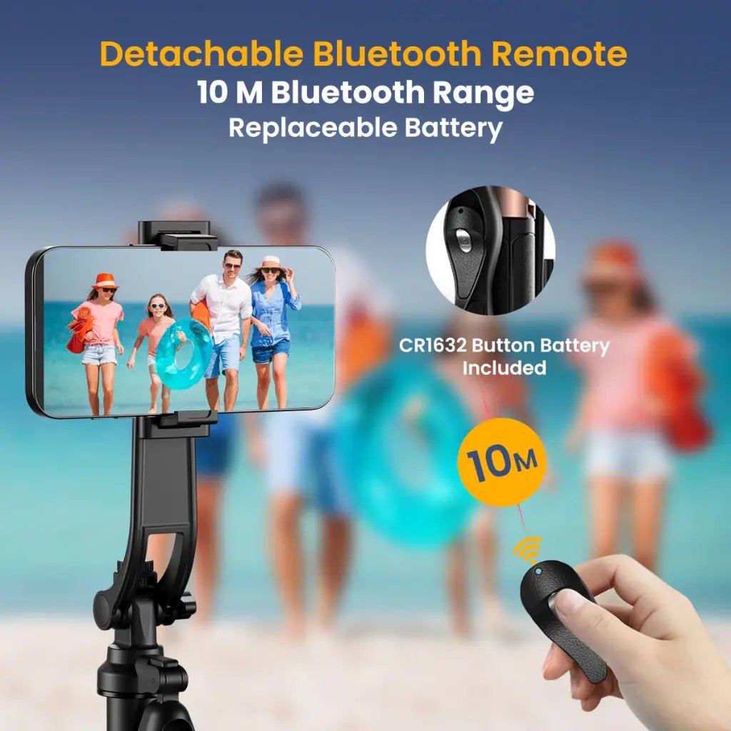 Portronics Lumistick Pro POR 2064 Portable Selfie Stick Tripod with Detachable Bluetooth Remote and LED Light
