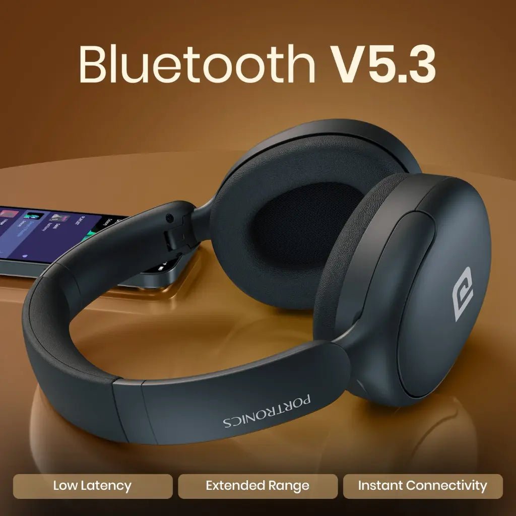 Portronics Muffs M5 (POR 3149) Over-Ear Wireless Bluetooth Headphones with Hybrid Active Noise Cancellation and 50-Hour Playtime