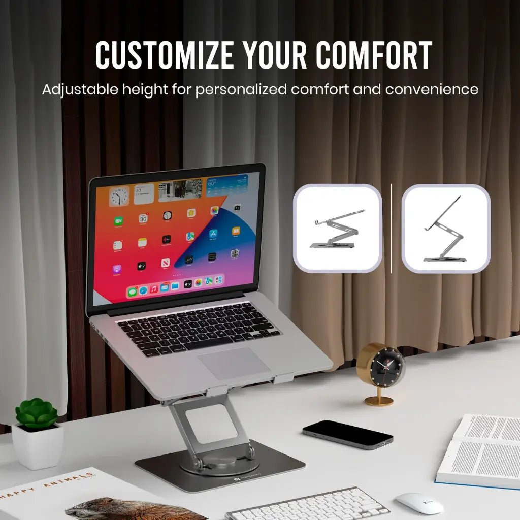 Portronics My Buddy K11 Pro Ergonomic Laptop Stand with Adjustable Height and 360-Degree Rotation