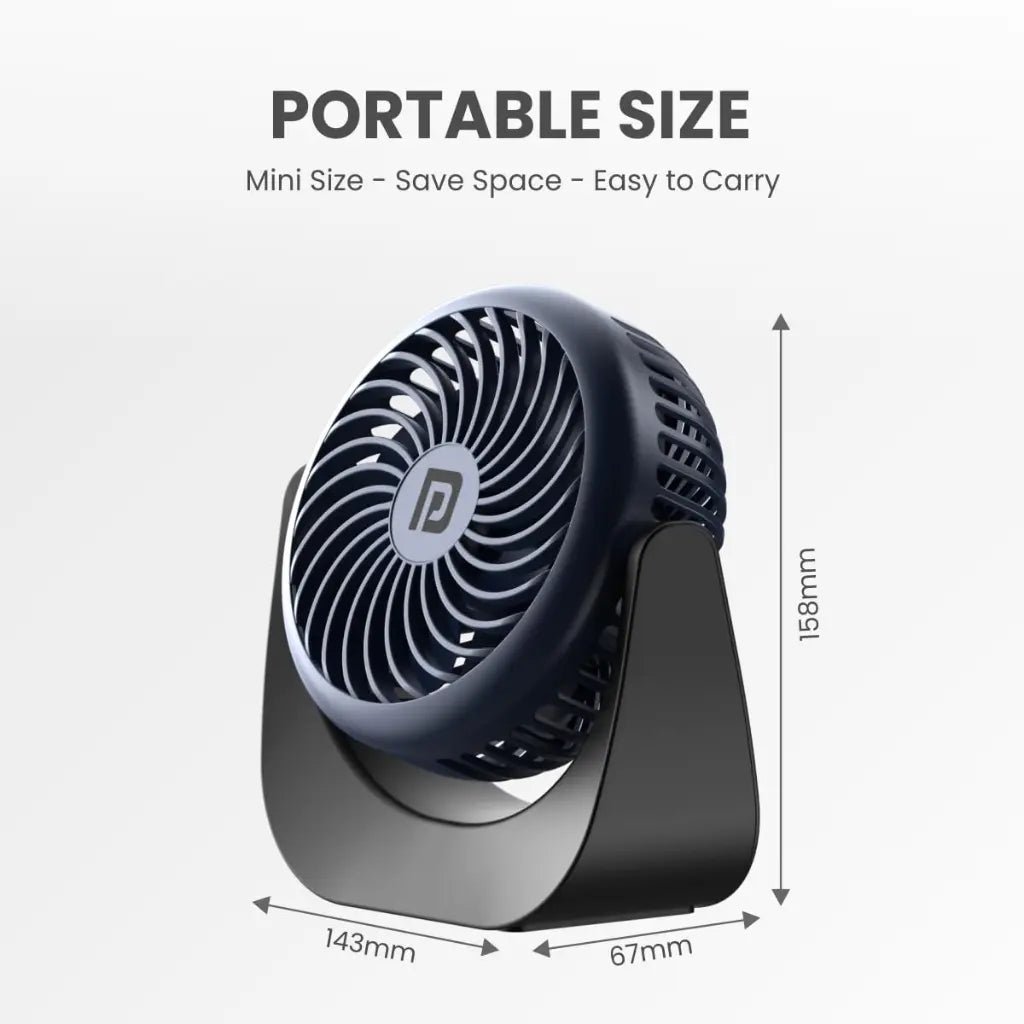 Portronics 360-Degree Rotatable Portable Rechargeable Fan with 3 Speed Modes