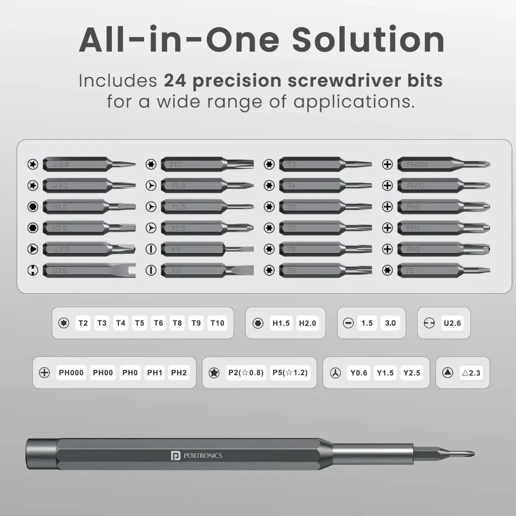 Portronics Bit Box 24-in-1 Precision Magnetic Screwdriver Repair Tool Kit