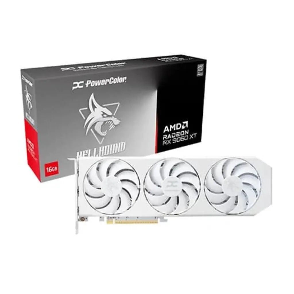 PowerColor Hellhound Spectral AMD Radeon RX 9060 XT 16GB GDDR6 White Edition Gaming Graphics Card