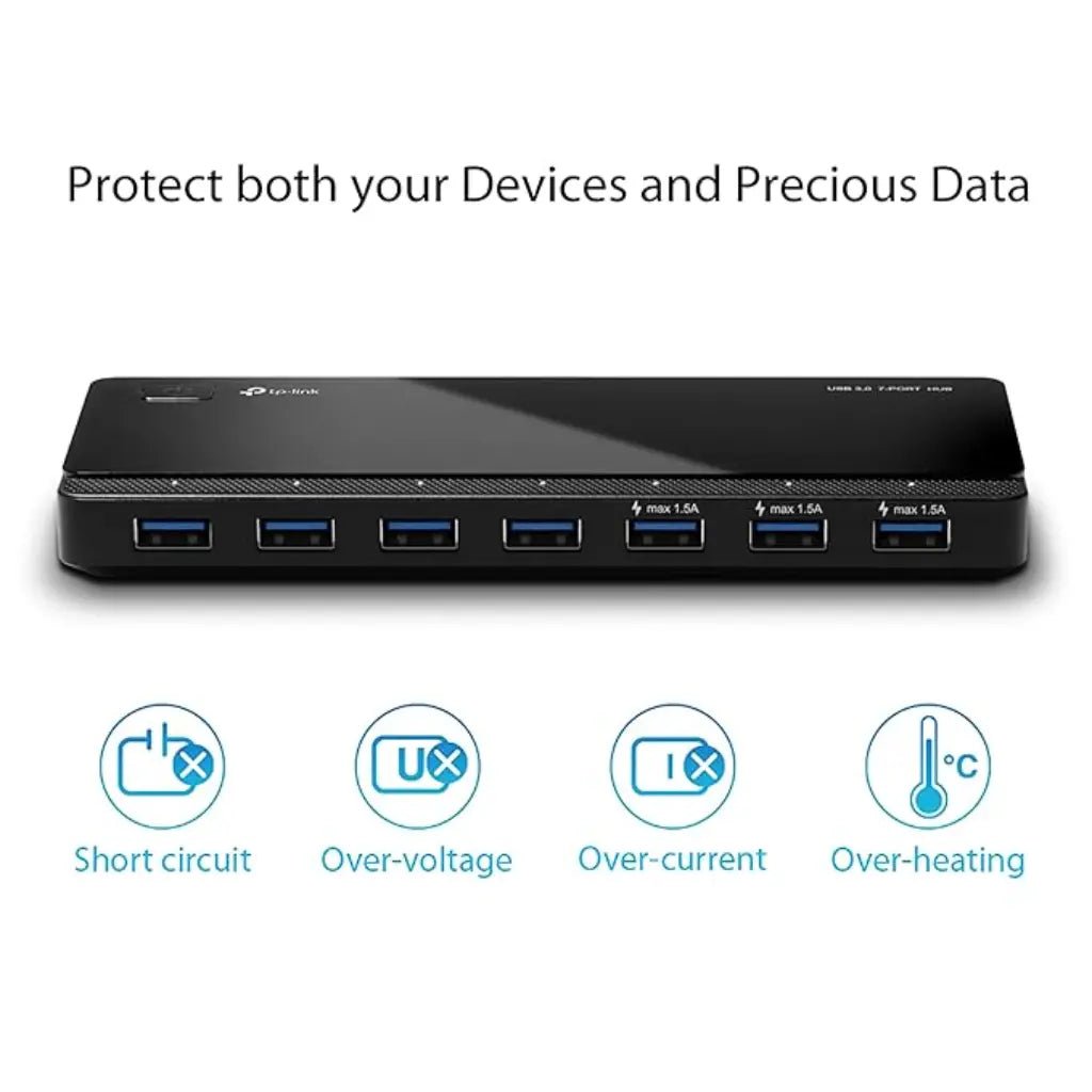 TP-Link UH700 7-Port USB 3.0 Data Hub with 5V/1.5A Fast Charging and 5Gbps Transfer Speed