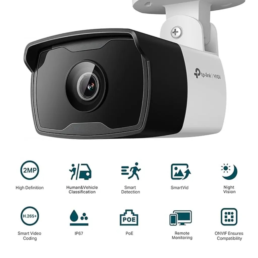 TP-Link VIGI C320I 2MP 4mm Outdoor IR Bullet Network Security Camera with Built-In Microphone and IP67 Weatherproof Rating