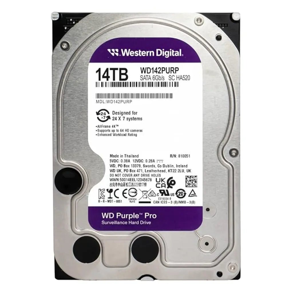 Western Digital Purple Pro 14TB 3.5-inch SATA 7200RPM Surveillance Hard Disk Drive for Professional Security Systems