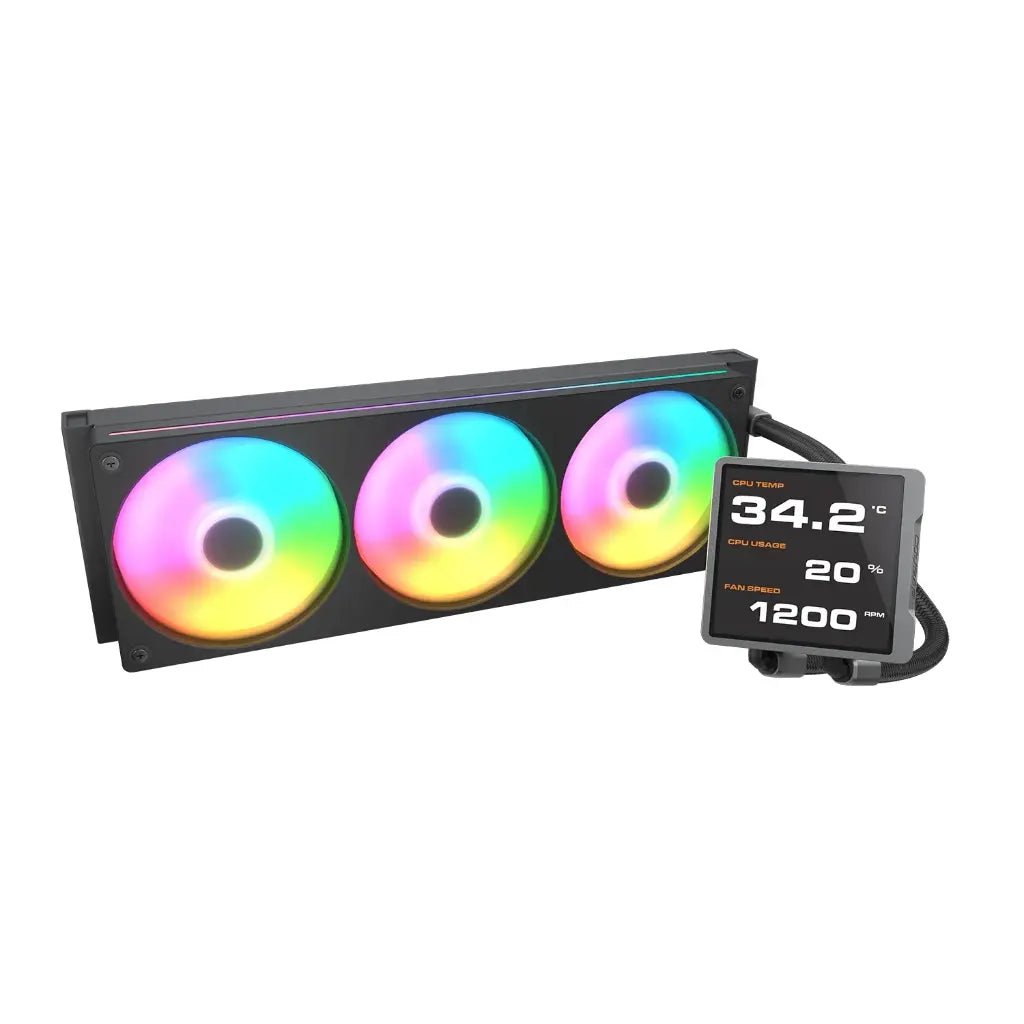 Cougar Poseidon Vistek Pro 360mm ARGB AIO Liquid CPU Cooler with 3.95-Inch IPS LCD Screen - Black