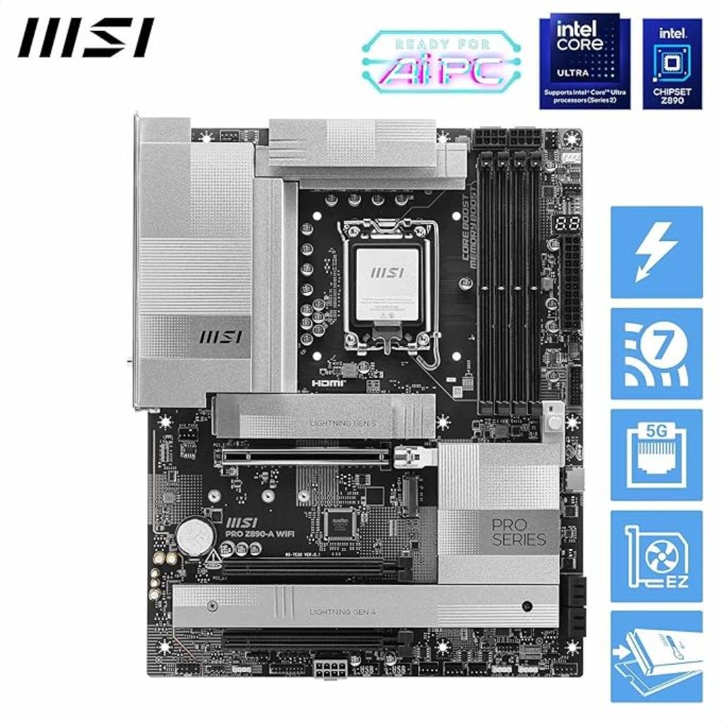 MSI PRO Z890-A WIFI Intel LGA 1851 DDR5 Full-ATX Motherboard with WiFi 7