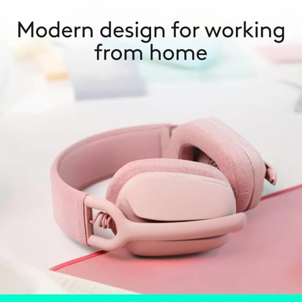 Logitech Zone Vibe 100 Lightweight Over-Ear Wireless Bluetooth Headphones with Noise-Cancelling Microphone - Rose