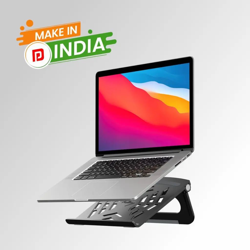 Portronics My Buddy Hexa 5 Foldable Laptop Stand with Adjustable Height and Ergonomic Design