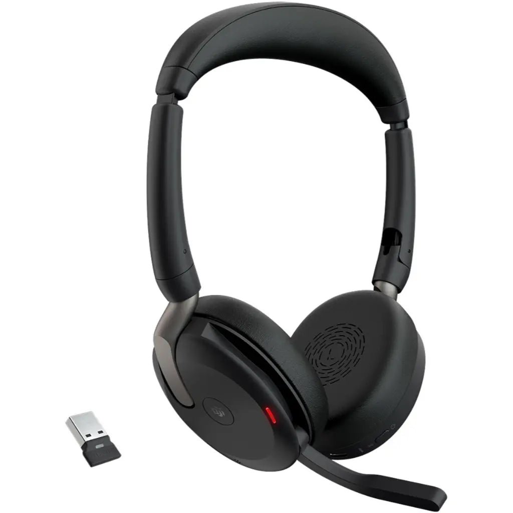 Jabra Evolve2 65 Flex MS Wireless Headset with Active Noise Cancellation and USB-A Link 380A Adapter