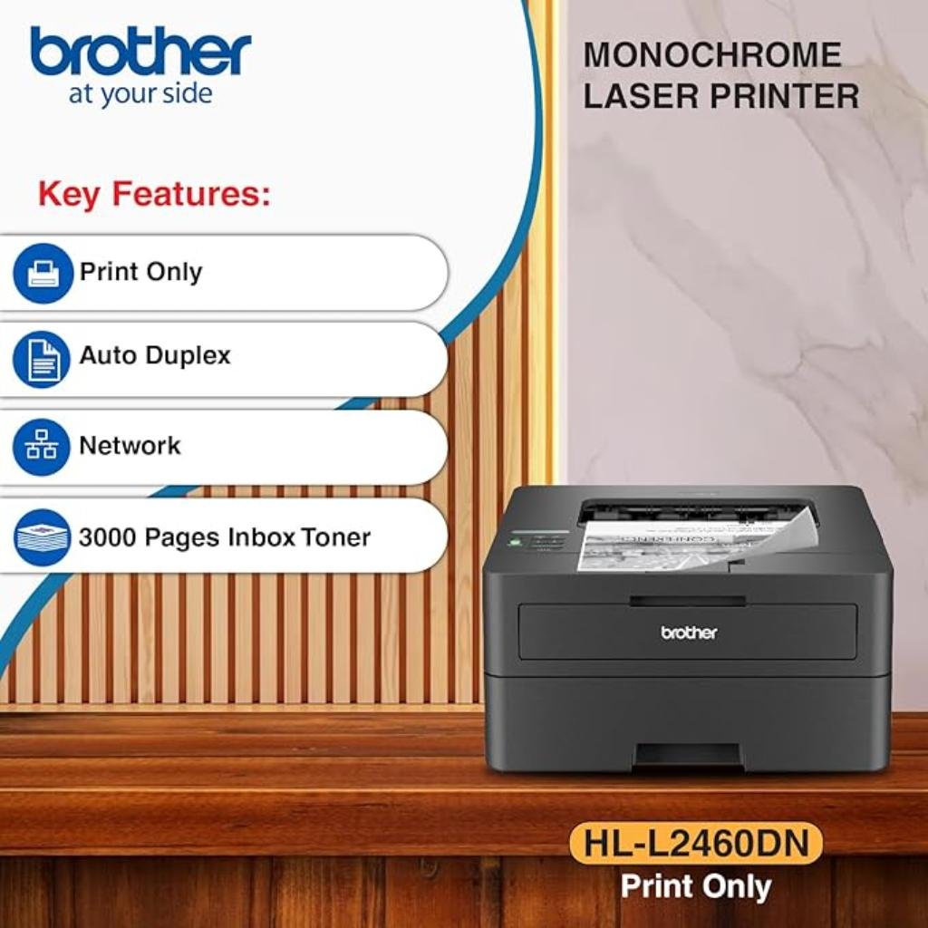 Brother HL-L2460DN Compact Monochrome Laser Printer with Automatic Duplex Printing and Ethernet Network Connectivity