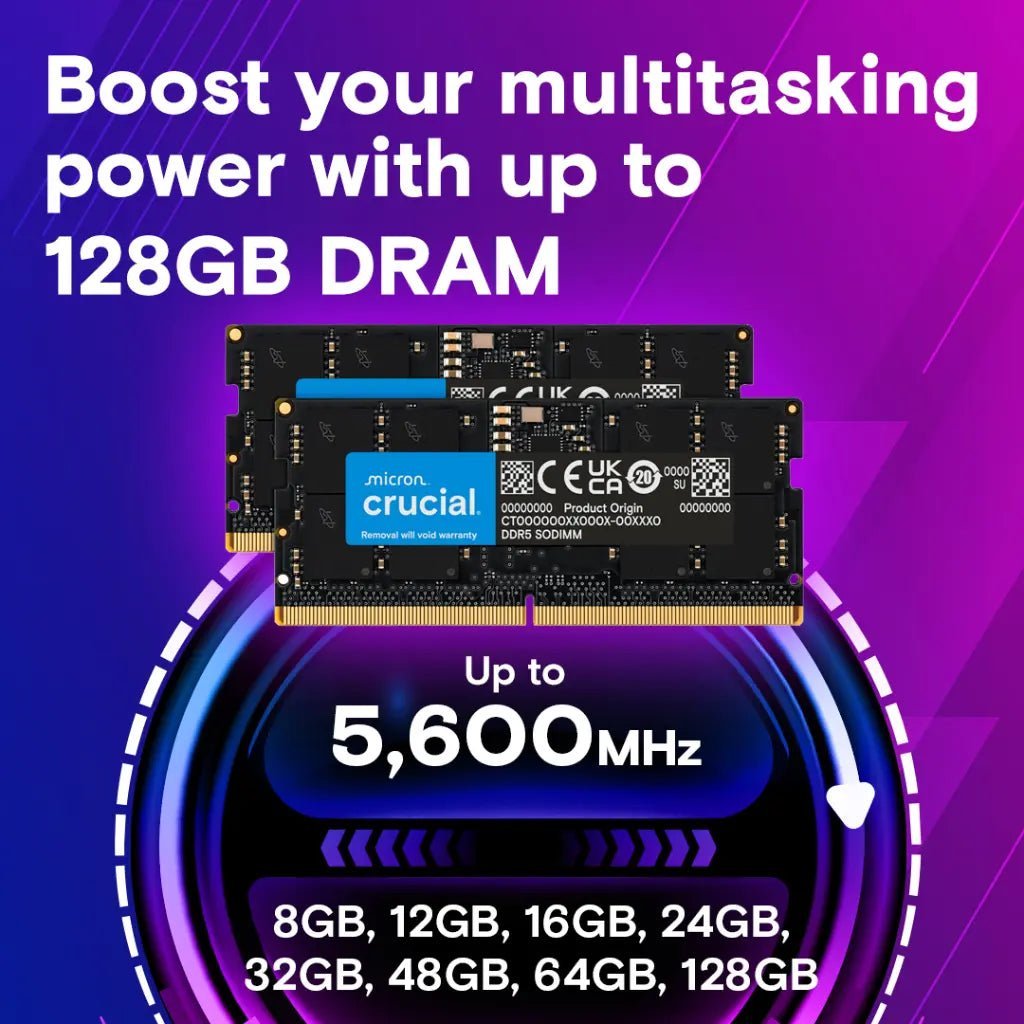 Crucial 32GB (2x16GB) DDR5 5600MHz CL46 SODIMM Laptop Memory Kit
