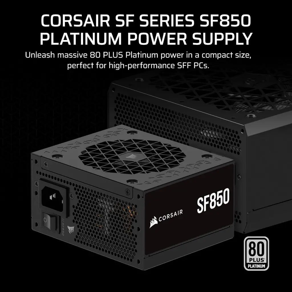 Corsair SF850 850W 80 Plus Platinum Fully Modular SFX Power Supply - High-Performance Compact PSU