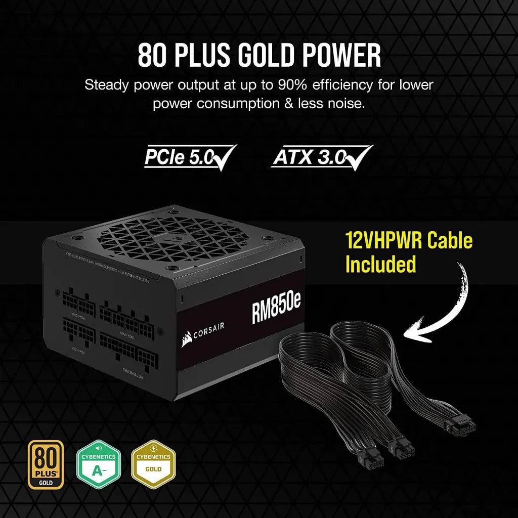 Corsair RMe Series RM850e 850W 80 Plus Gold Certified Fully Modular Low-Noise ATX Power Supply