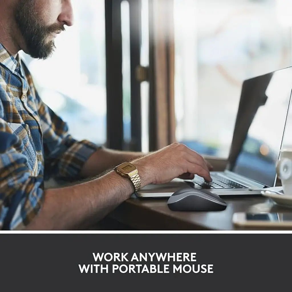Logitech M186 2.4GHz Wireless Optical Mouse with USB Nano Receiver - Compact and Ergonomic
