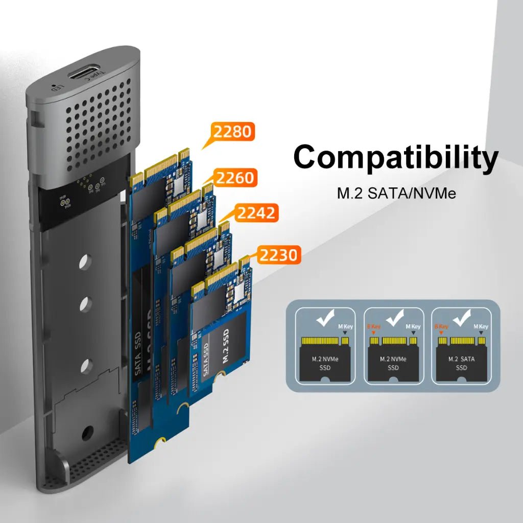 MAIWO K1691 USB-C 3.1 Gen2 Tool-Free M.2 NVMe and SATA SSD External Enclosure Adapter
