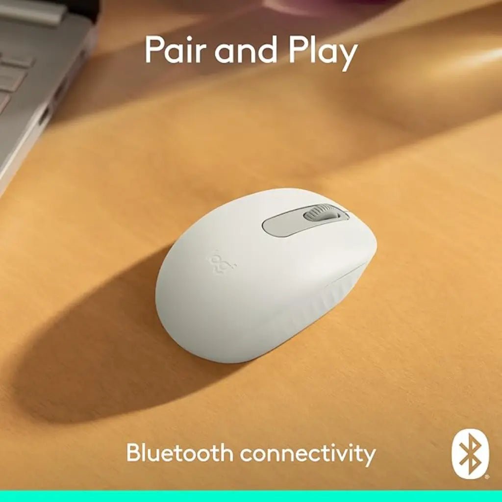 Logitech M196 Bluetooth Wireless Optical Mouse - Off White - Compact Ergonomic Design