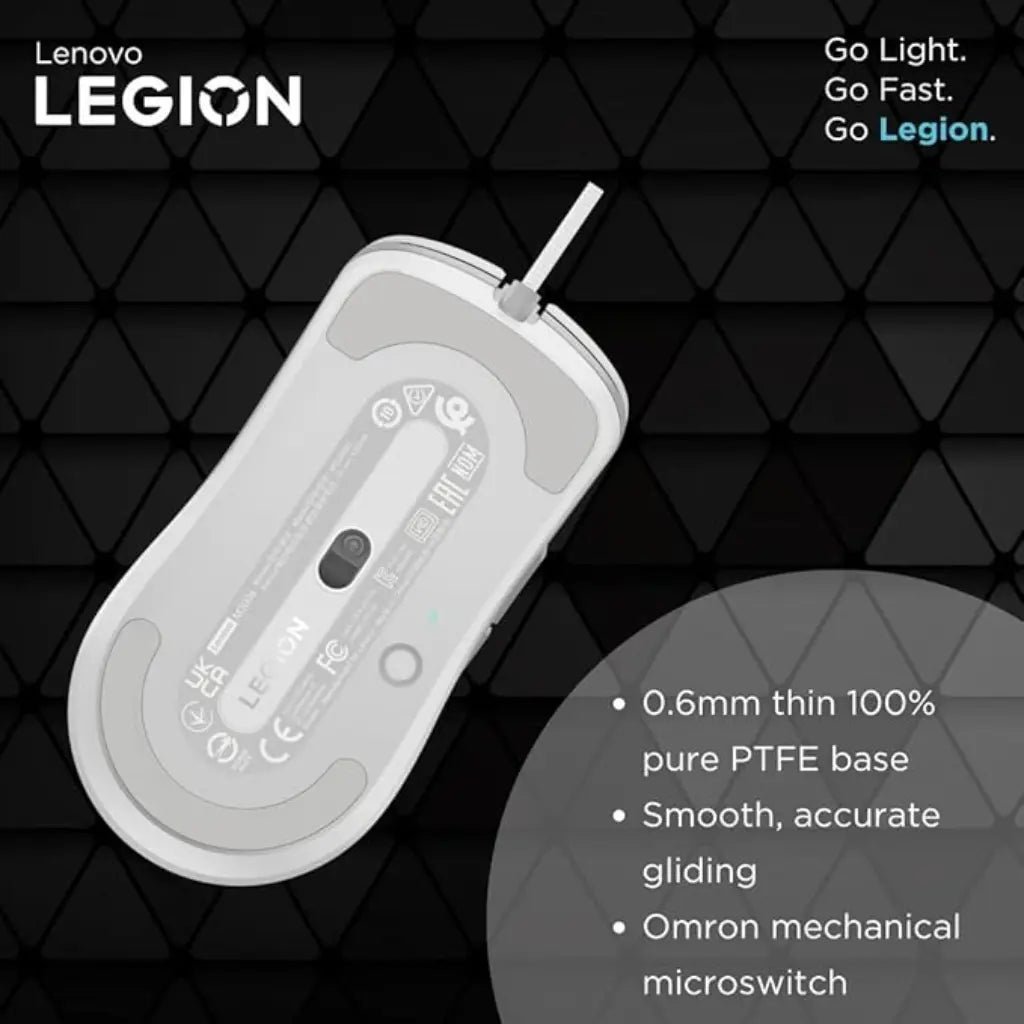 Lenovo Legion M300s Ultra-Lightweight 8000 DPI RGB Wired Gaming Mouse - Glacier White