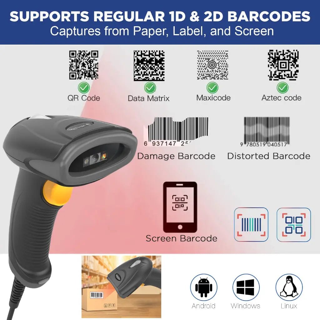 Newland HR2081-S0 Handheld 2D CMOS USB Barcode Scanner - IP42 Rated High-Performance