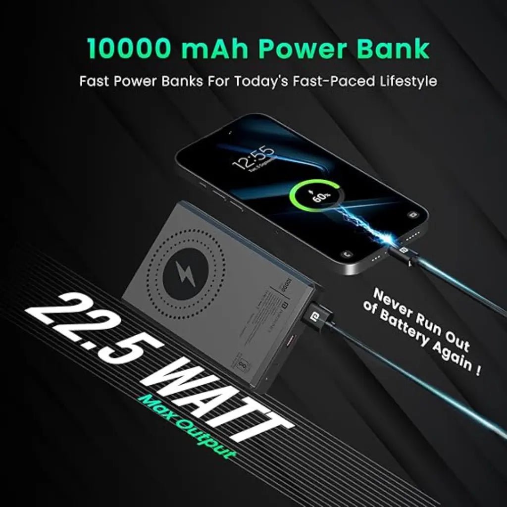 Portronics Luxcell MagClick 10K (POR 2257) 10000mAh 15W Magnetic Wireless & 22.5W Fast Charging Power Bank
