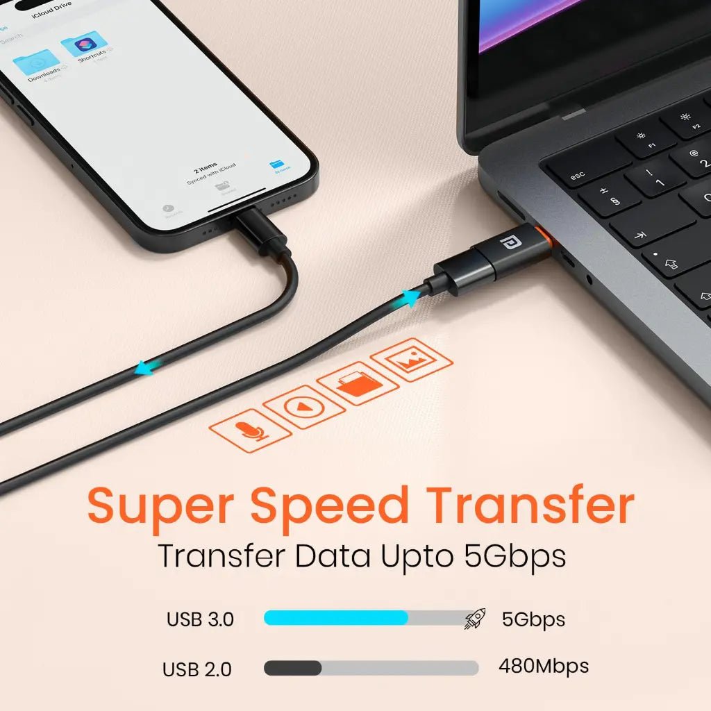 Portronics Bridge Y USB-A to USB-C OTG Adapter with Fast Charging Support