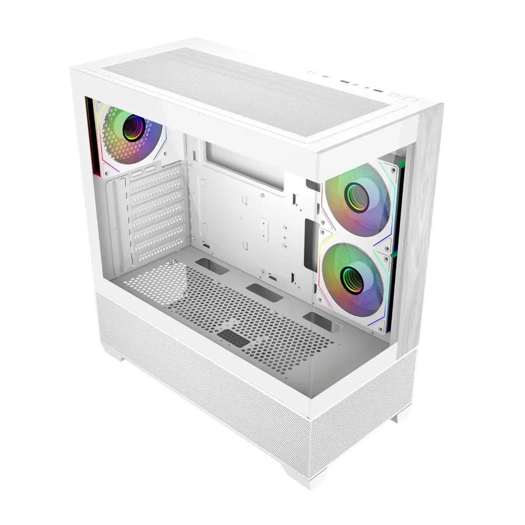 Cooler Master Elite 690 ARGB Mid-Tower PC Case with Real Wood Front Panel - White