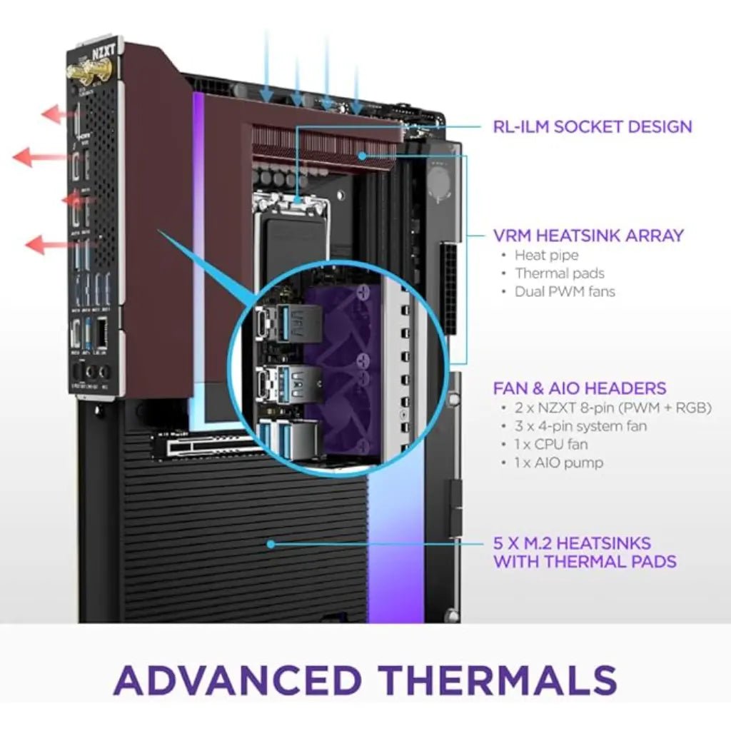 NZXT N9 Z890 Intel LGA1851 ATX Motherboard with DDR5 Support and Wi-Fi 7
