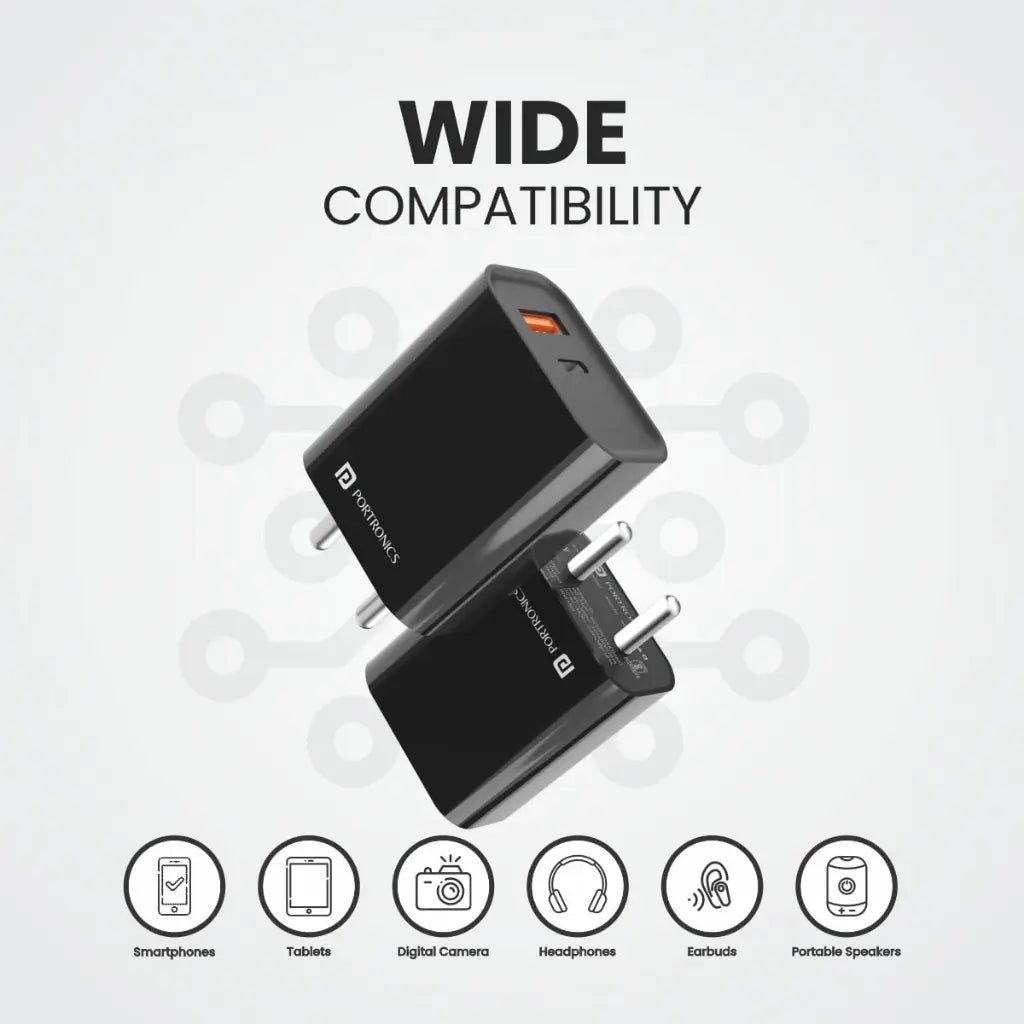 Portronics Adapto 45 (POR 1445) 20W Dual Port Fast Charger with USB-C and USB-A Output