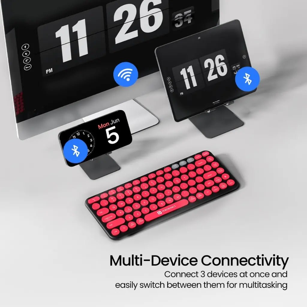Portronics Bubble 2.0 POR 347 Wireless Keyboard with Bluetooth 5.3 and 2.4GHz Dual Mode Connectivity