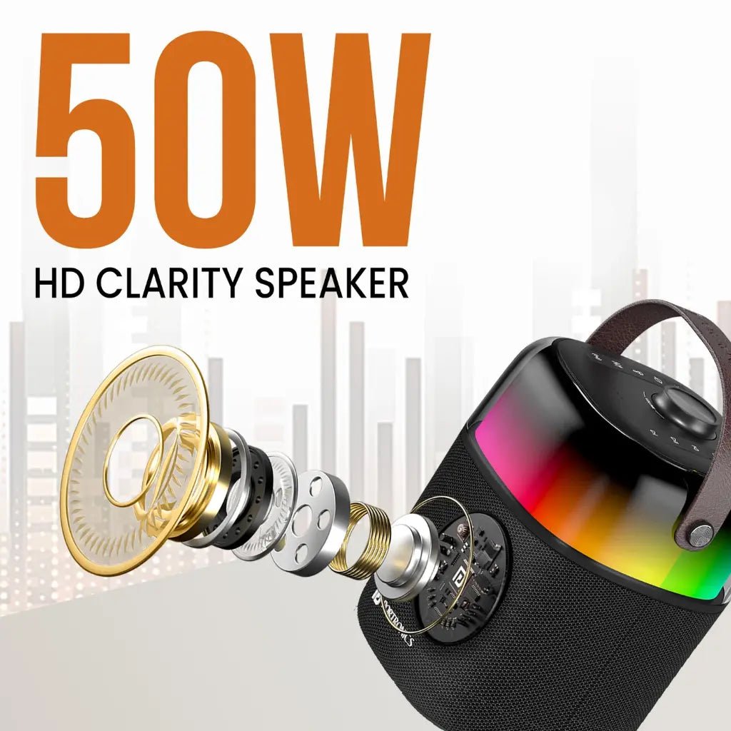 Portronics Dash 4 (POR 2036) 50W Bluetooth 5.3 Wireless Party Speaker with Karaoke Mic and RGB LED Lights