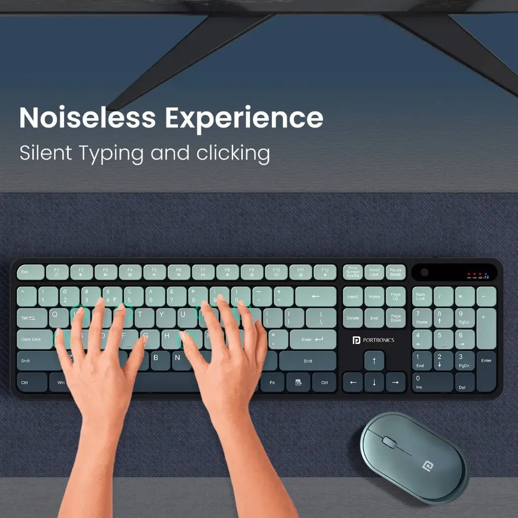 Portronics Key11 Wireless Keyboard and Mouse Combo - Ergonomic Grey Design