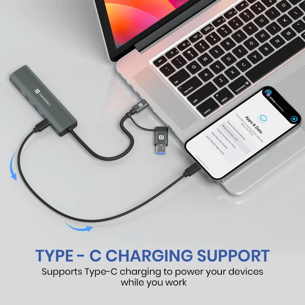 Portronics Mport Edge POR 2931 5-in-1 USB-C Hub with Multi-Port Connectivity