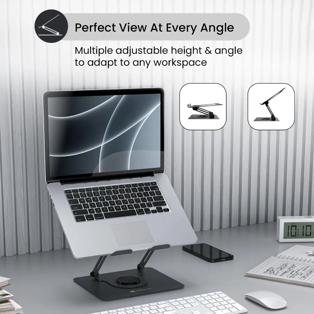 Portronics My Buddy K11 Foldable Laptop Stand with 360-Degree Rotation and Adjustable Height