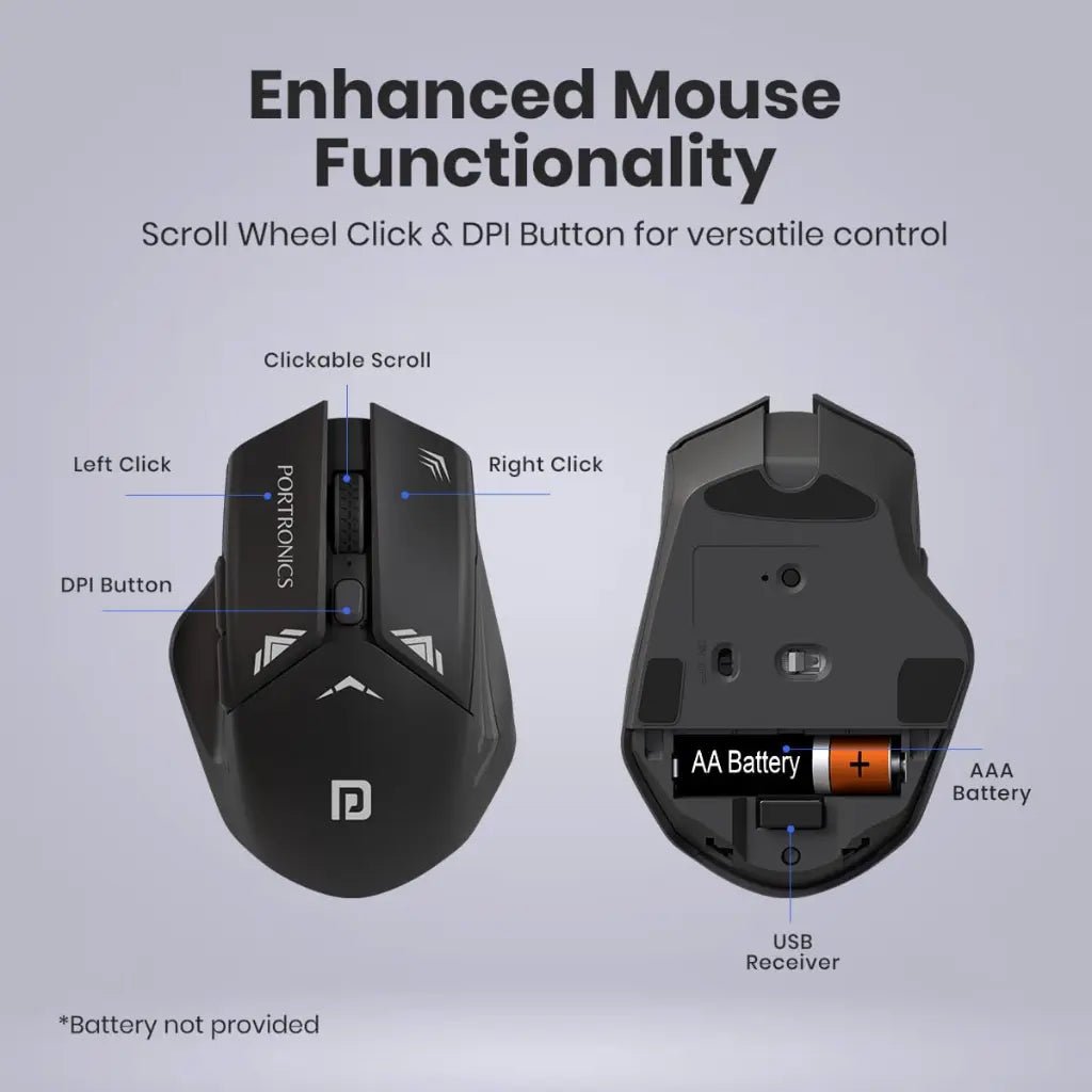 Portronics Key9 Wireless Keyboard and Mouse Combo Set - Grey