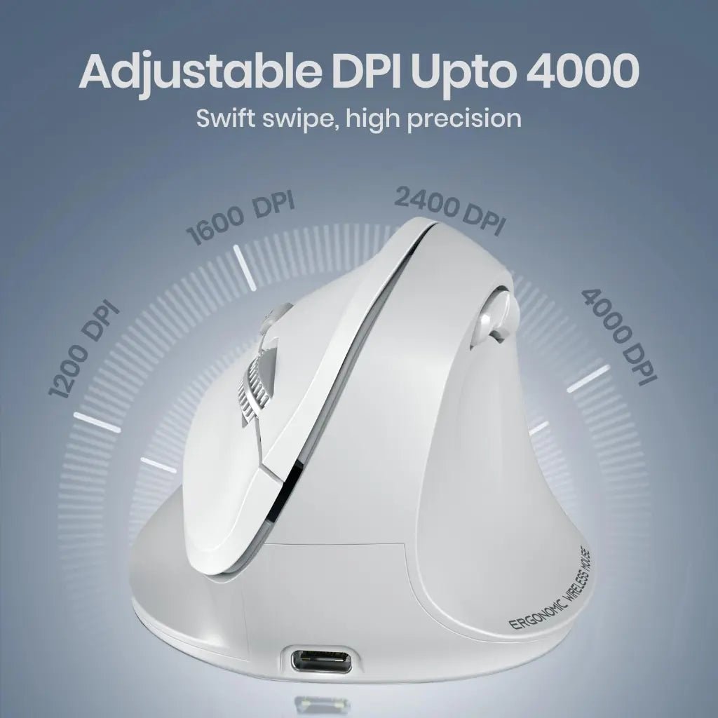 Portronics Toad Ergo 4 (POR 3211) Ergonomic Vertical Wireless Mouse with Bluetooth and 4000 DPI Precision