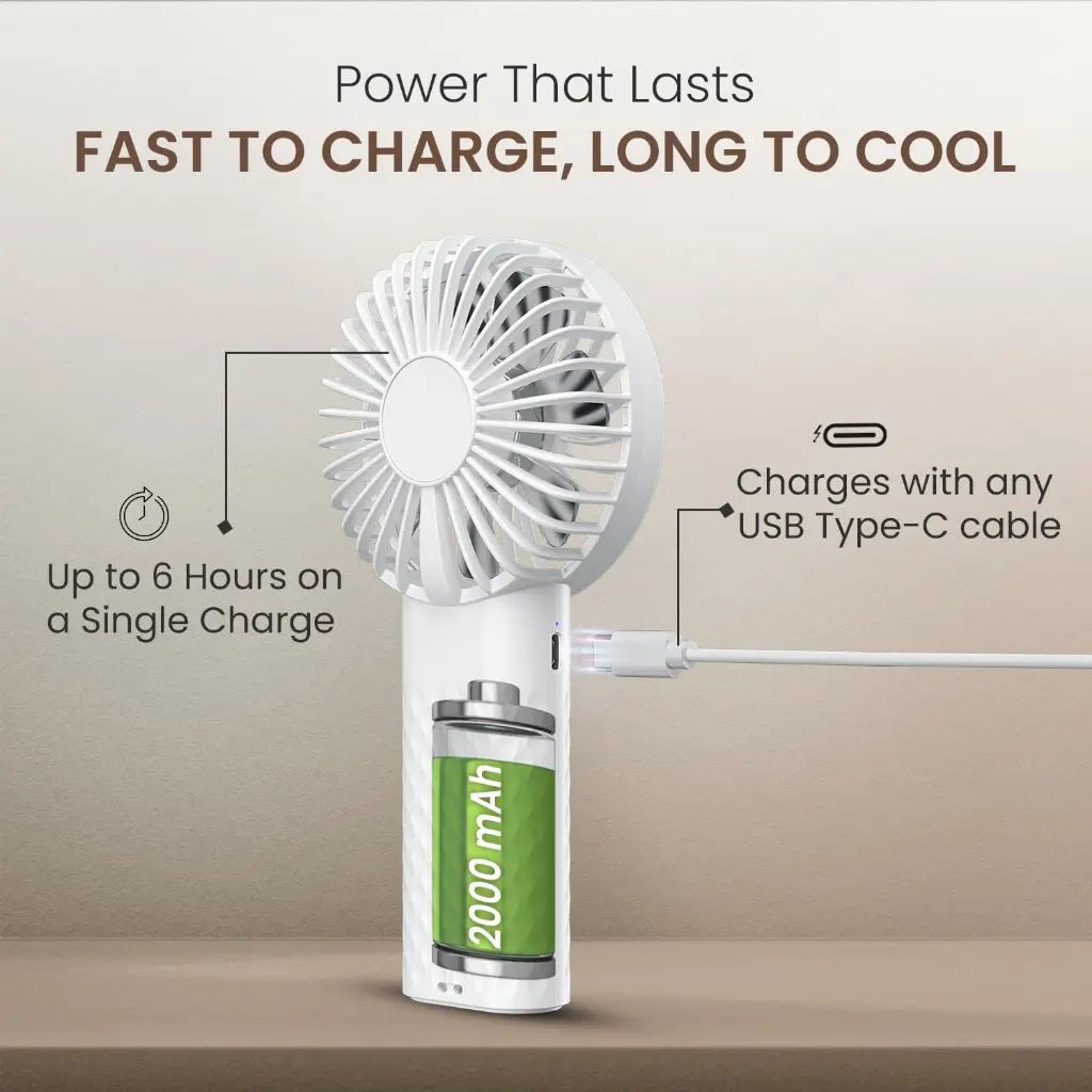 Portronics Toofan Mini 2 (POR 3182) Portable Handheld Personal Fan with 2000mAh Rechargeable Battery