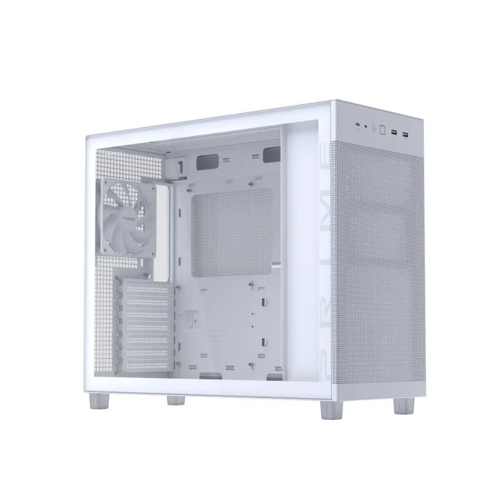 ASUS Prime AP303 White ATX Mid-Tower PC Case with Tempered Glass and 360mm Radiator Support