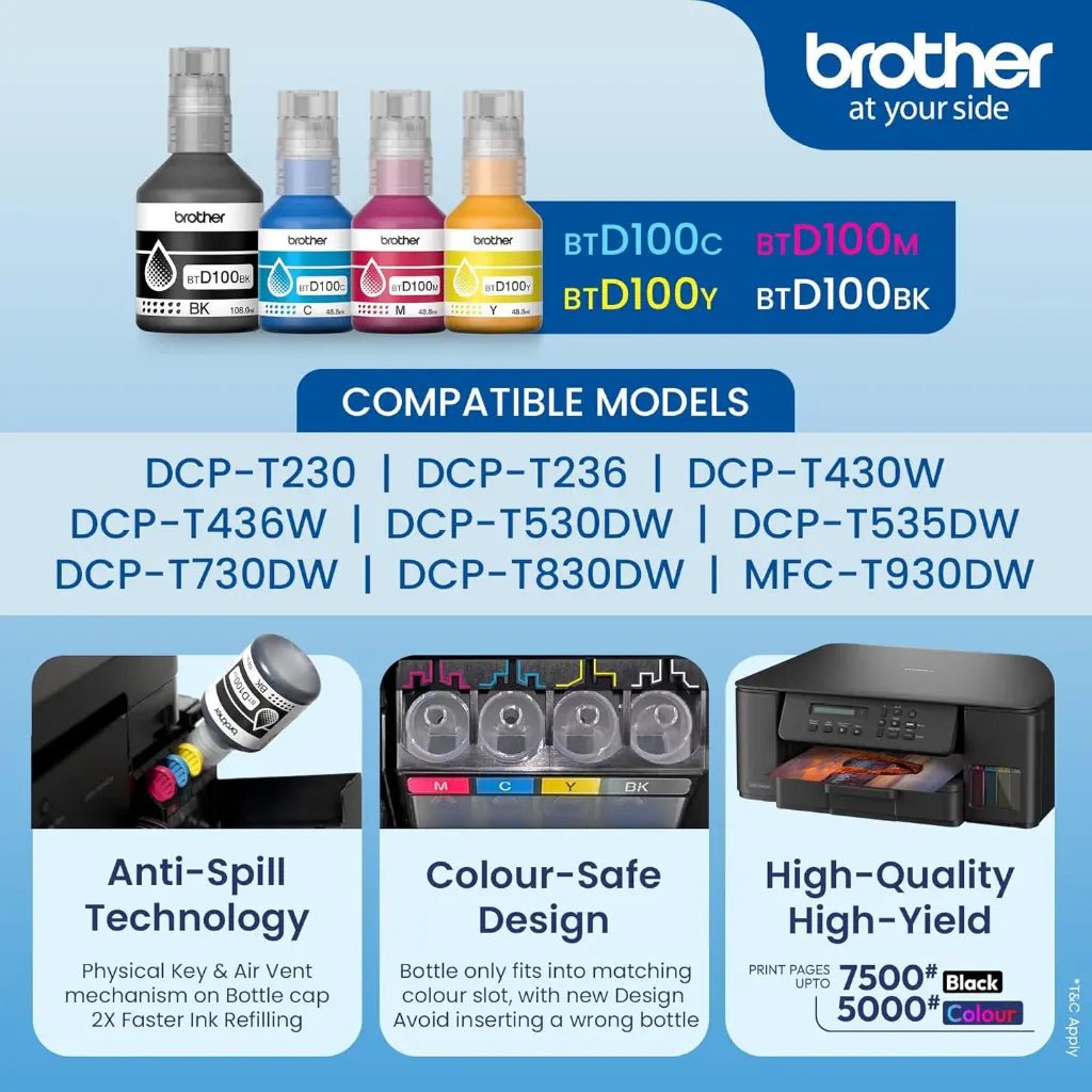 Brother BTD100M Magenta High Yield Ink Bottle - 5000 Page Capacity
