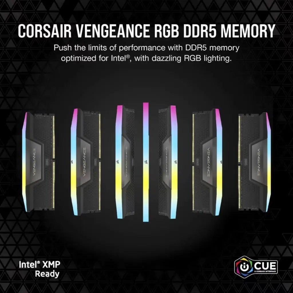 CORSAIR Vengeance RGB 96GB (2x48GB) DDR5 5200MHz CL38 Desktop Memory Kit - Black High-Performance RAM