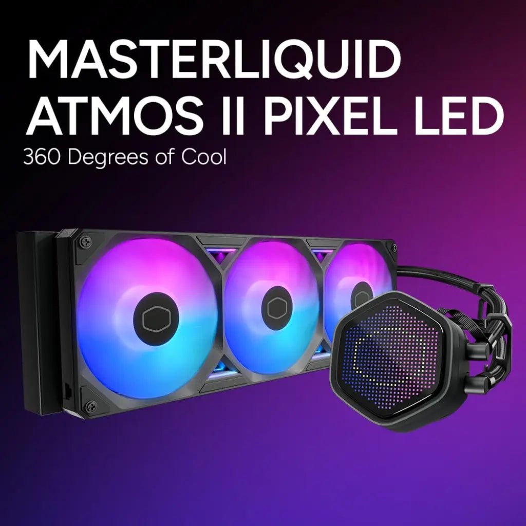 Cooler Master MasterLiquid Atmos II 360mm ARGB Liquid CPU Cooler with Pixel LED Display - Black