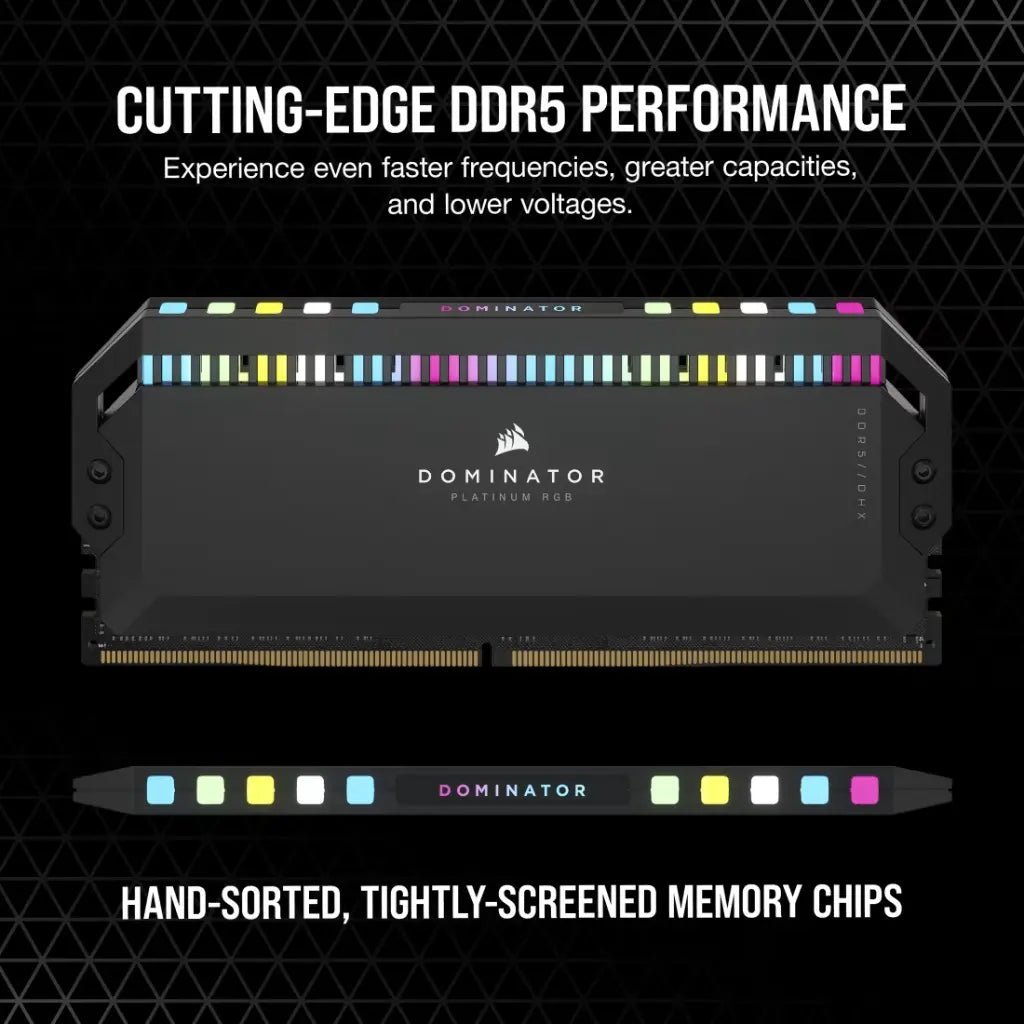 Corsair Dominator Platinum RGB 32GB (2x16GB) DDR5 7000MHz CL34 High-Performance Desktop Memory Kit - Black