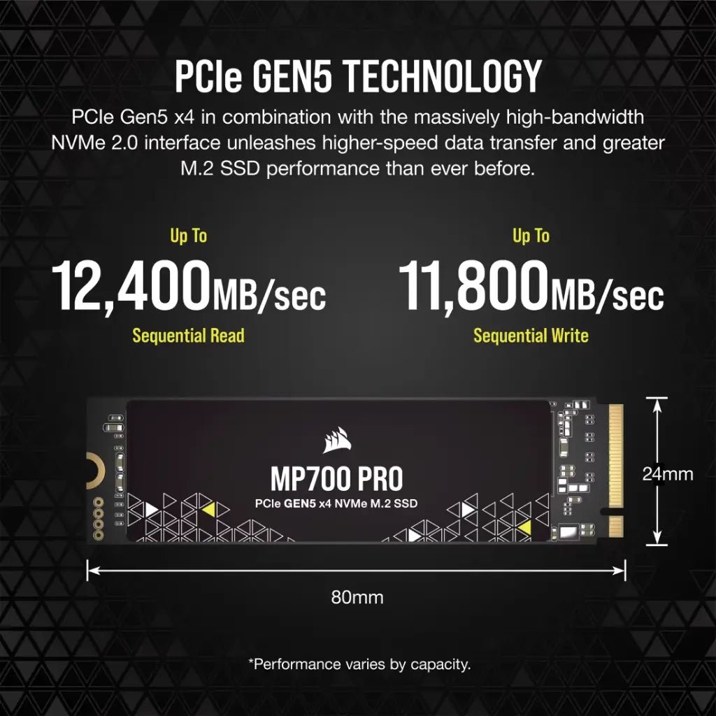 Corsair MP700 Pro 1TB PCIe Gen5 x4 NVMe 2.0 M.2 Internal Solid State Drive