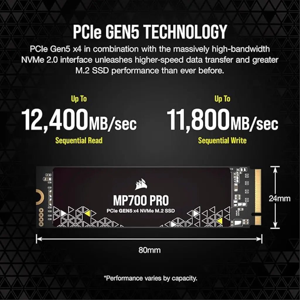 Corsair MP700 Pro 2TB PCIe Gen5 x4 NVMe 2.0 M.2 Internal Solid State Drive