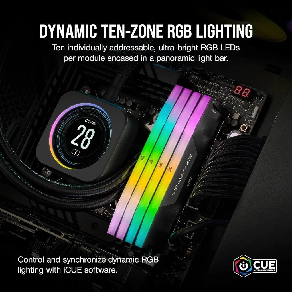 Corsair Vengeance RGB 96GB (2x48GB) DDR5 5600MHz CL40 Desktop Memory Kit - High Performance RAM